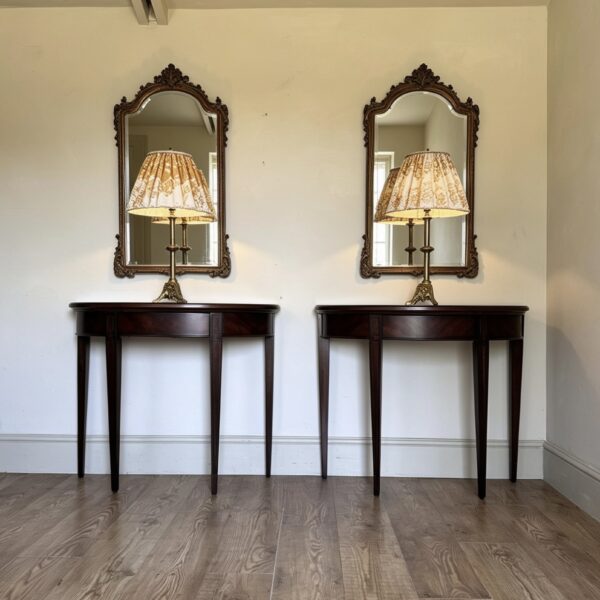 Pair of Demi lune console tables