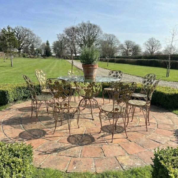 Vintage french wrought iron table and chair set